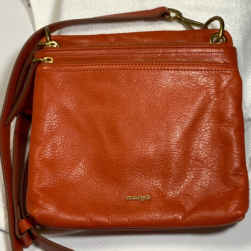Margot Leather Crossbody Orange